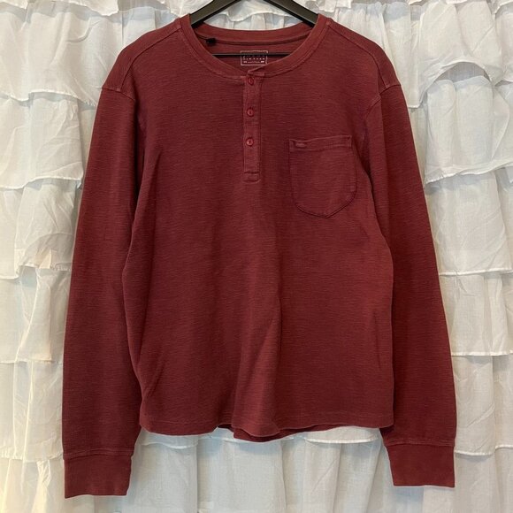 Jach's New York Maroon Long Sleeve Thermal Henley - Size Large - Picture 1 of 6